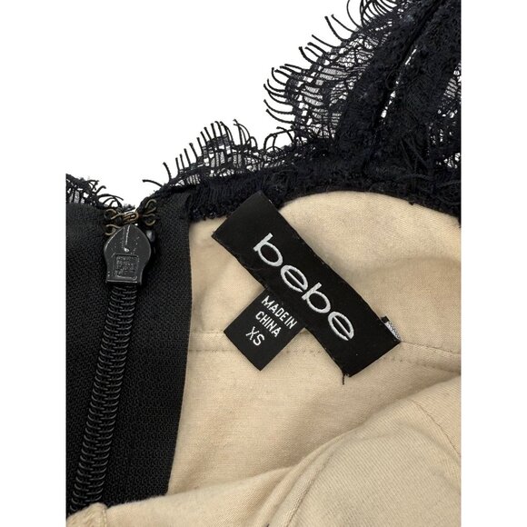 Vintage Bebe Nude & Black Lace Corset Style Mini Dress XS| Femme Fatale Coquette - Picture 16 of 16